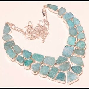 Aqua Titanium Druzy Glamours Design Necklace